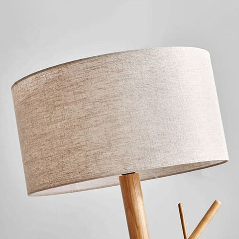 Lampa podłogowa Hiroki | Styl japandi z funkcją wieszaka | Drewno lite