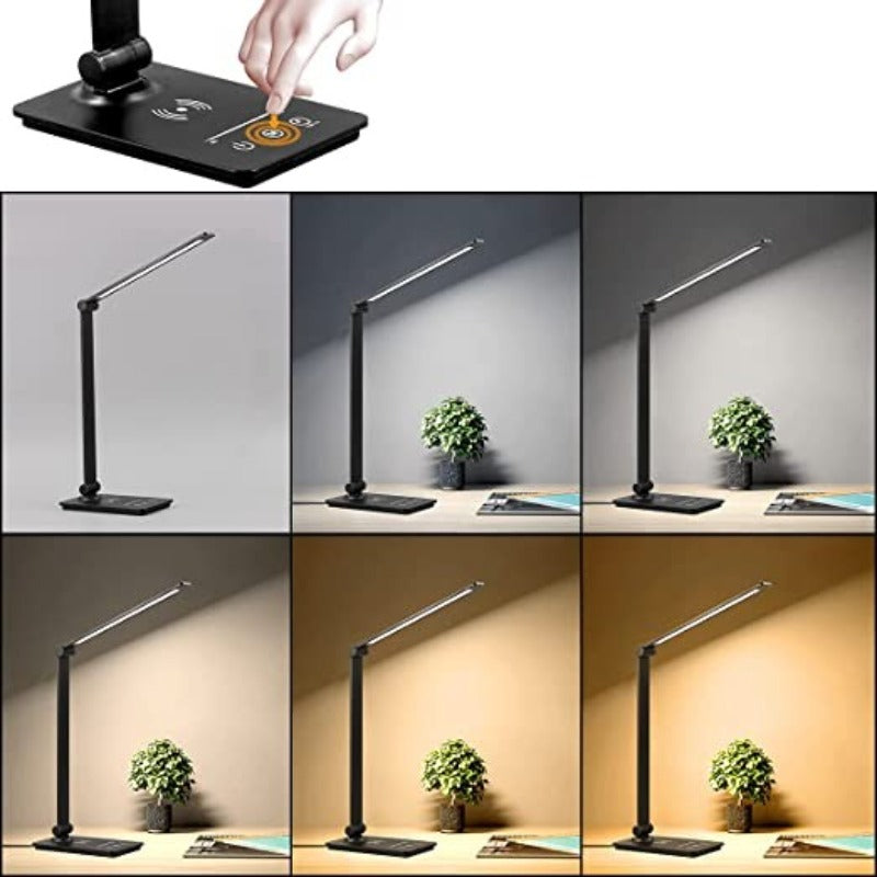 Lampa DeskCharge | Lampka biurkowa LED | Regulowane ramię z ładowarką bezprzewodową