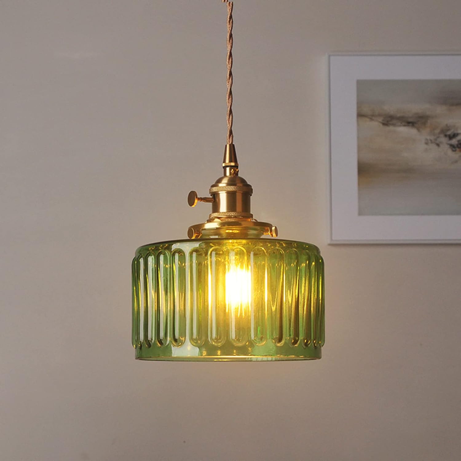 Vetro Zeno | Lampa wisząca szklana | Żłobiony klosz retro