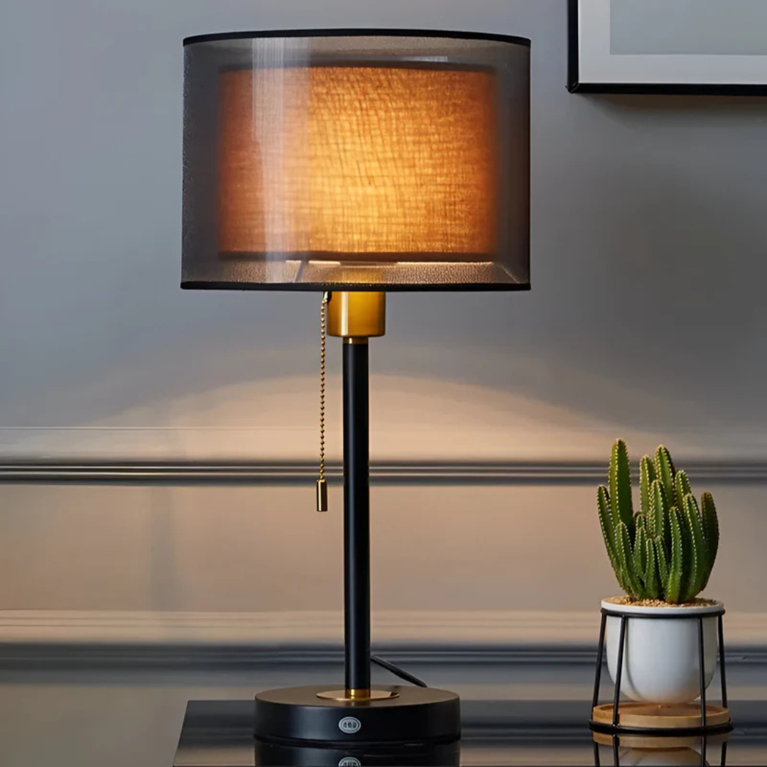 Lampa Stołowa Liora | Oświetlenie Nocne z Podwójnym Kloszem | Styl Vintage