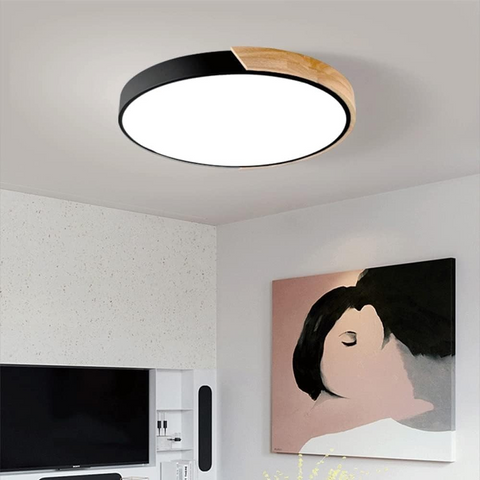 Plafon Liora | Lampa LED Sufitowa | Drewno i Kolorowy Akcent