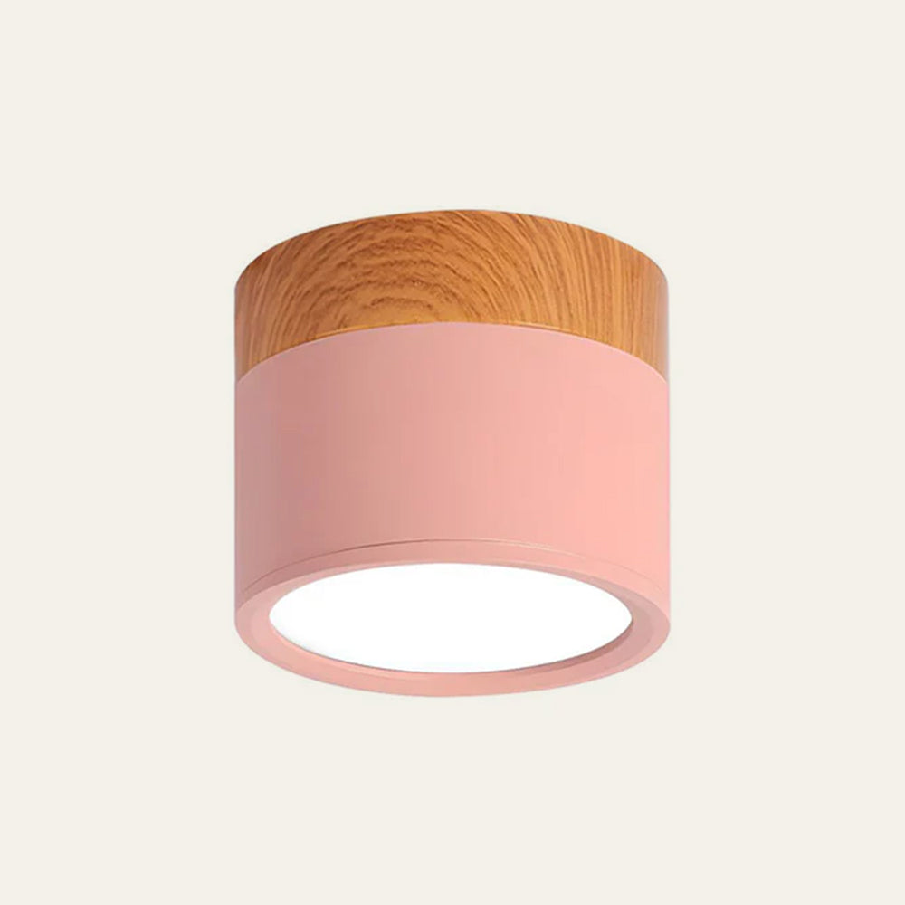 Plafon Tubo | Lampa LED Sufitowa | Drewno i Czarna Tuba