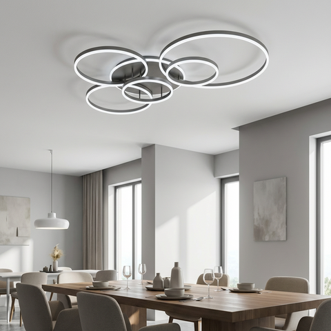 Lampa Sufitowa CircoLux | Nowoczesne Oświetlenie LED | Ściemnialne Pierścienie z Pilotem
