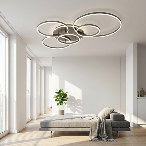 Lampa Sufitowa CircoLux | Nowoczesne Oświetlenie LED | Ściemnialne Pierścienie z Pilotem