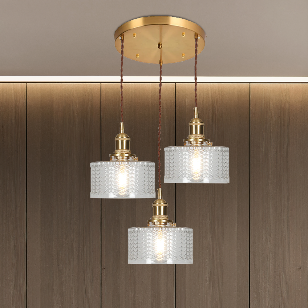 Vetro Zeno | Lampa wisząca szklana | Żłobiony klosz retro