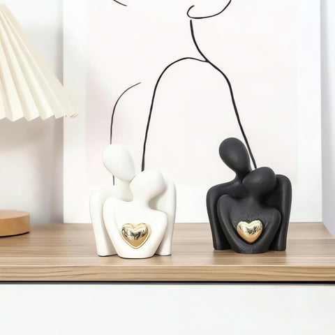 Amora Duo | Rzeźba Dekoracyjna | Figurka Minimalistyczna z Motywem Serca