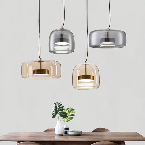 Lampa wisząca Elaya | Nowoczesne oświetlenie do salonu | Szkło i złoty akcent