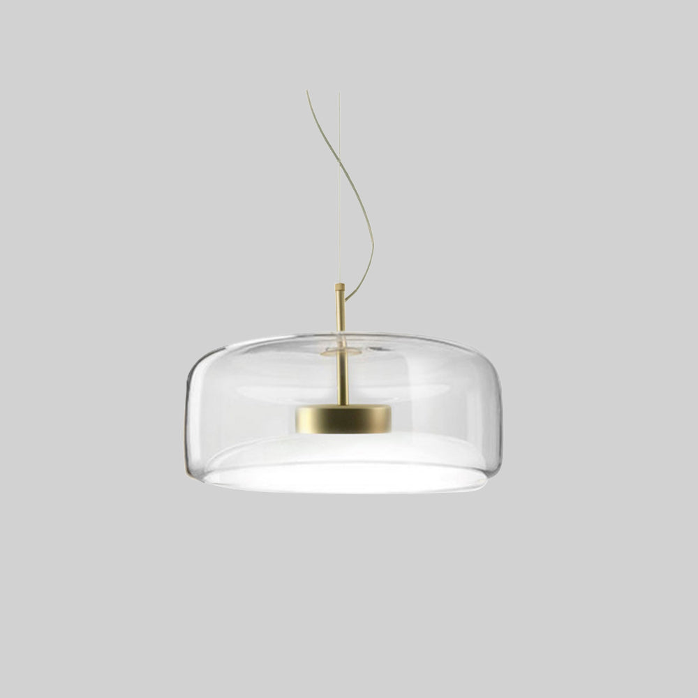 Lampa Luno | Lampa wisząca do jadalni | Szklany klosz i złoty detal