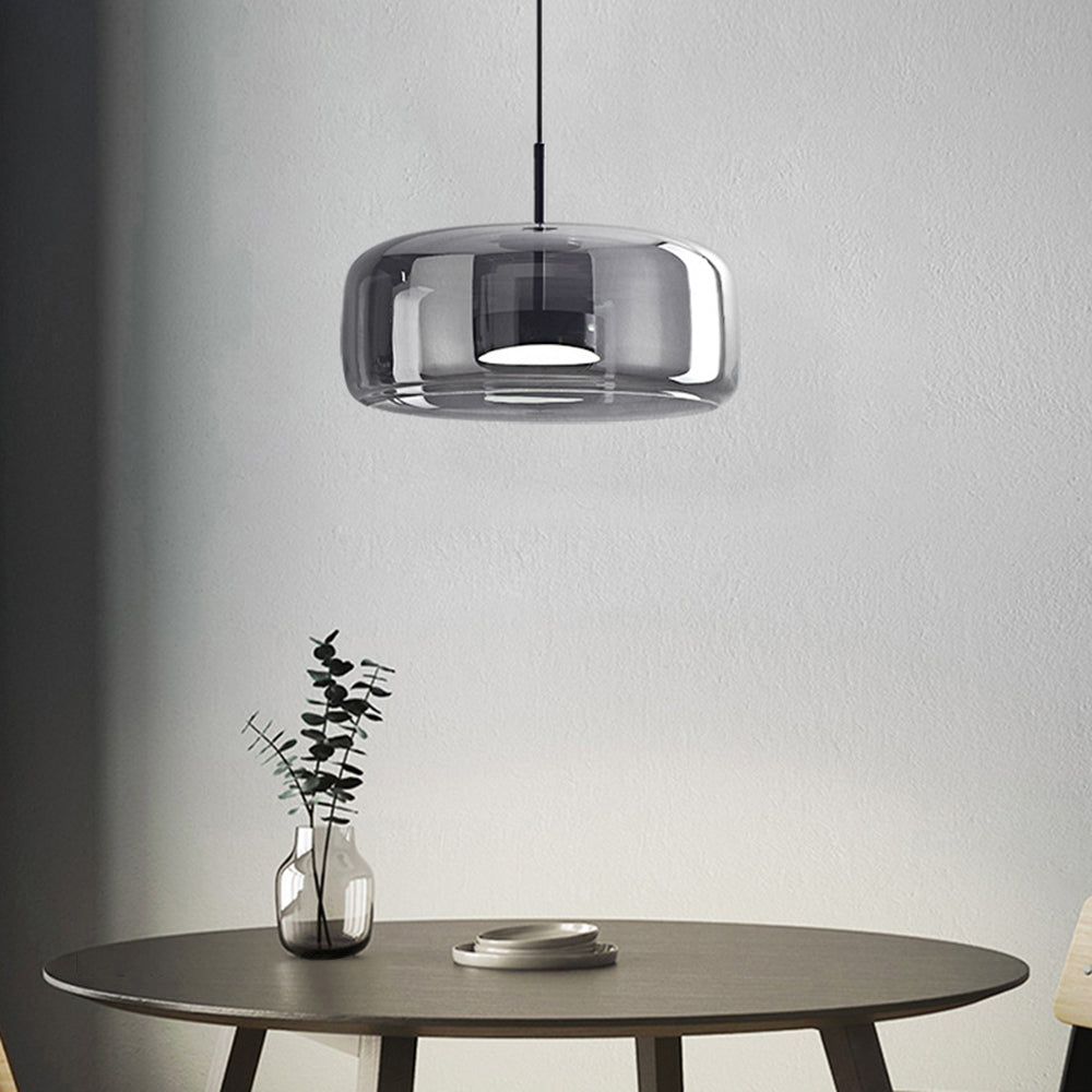 Lampa Luno | Lampa wisząca do jadalni | Szklany klosz i złoty detal