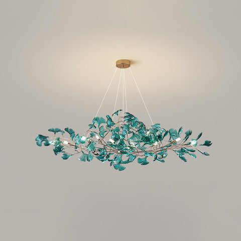 Żyrandol Ginka | Lampa wisząca dekoracyjna | Akrylowe liście i metal