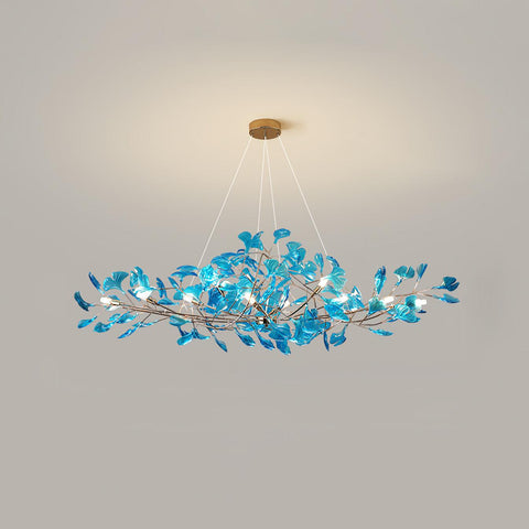 Żyrandol Ginka | Lampa wisząca dekoracyjna | Akrylowe liście i metal