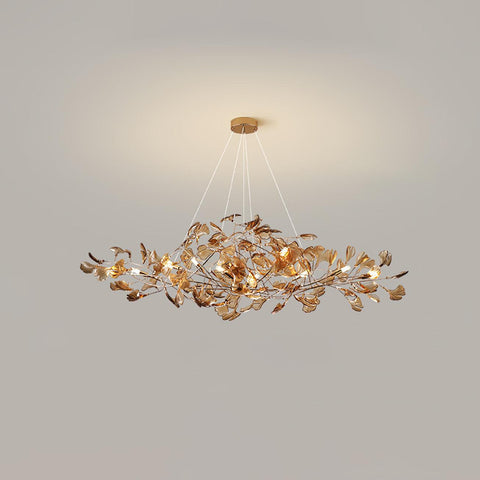Żyrandol Ginka | Lampa wisząca dekoracyjna | Akrylowe liście i metal