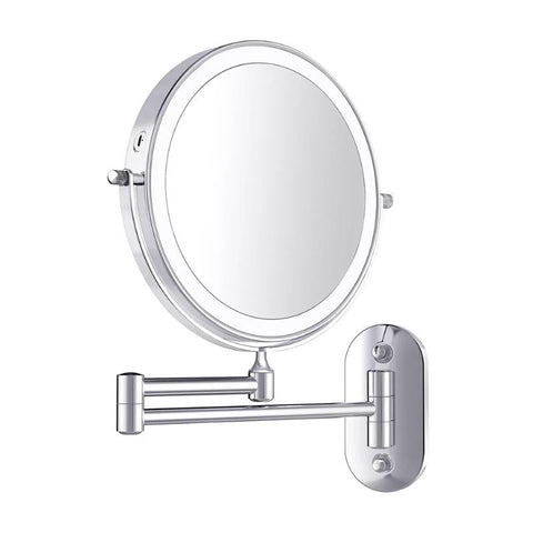 Lustro Ścienne do Makijażu | Lustro LED do Łazienki | Chromowane, Ładowane USB