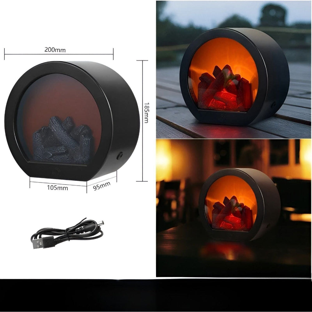 AstraFlame | Lampion Dekoracyjny z Efektem Płomieni | LED | Styl Latarenki Kominkowej