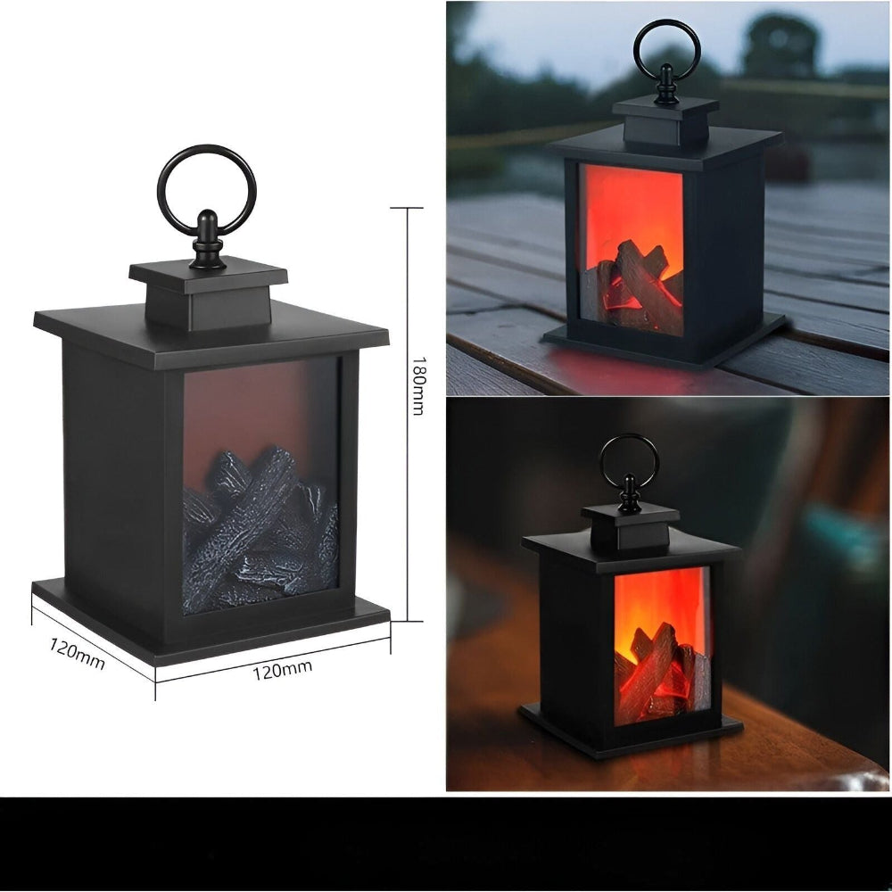 AstraFlame | Lampion Dekoracyjny z Efektem Płomieni | LED | Styl Latarenki Kominkowej