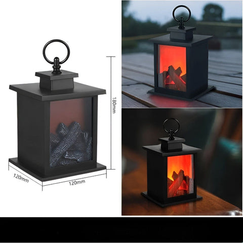 AstraFlame | Lampion Dekoracyjny z Efektem Płomieni | LED | Styl Latarenki Kominkowej