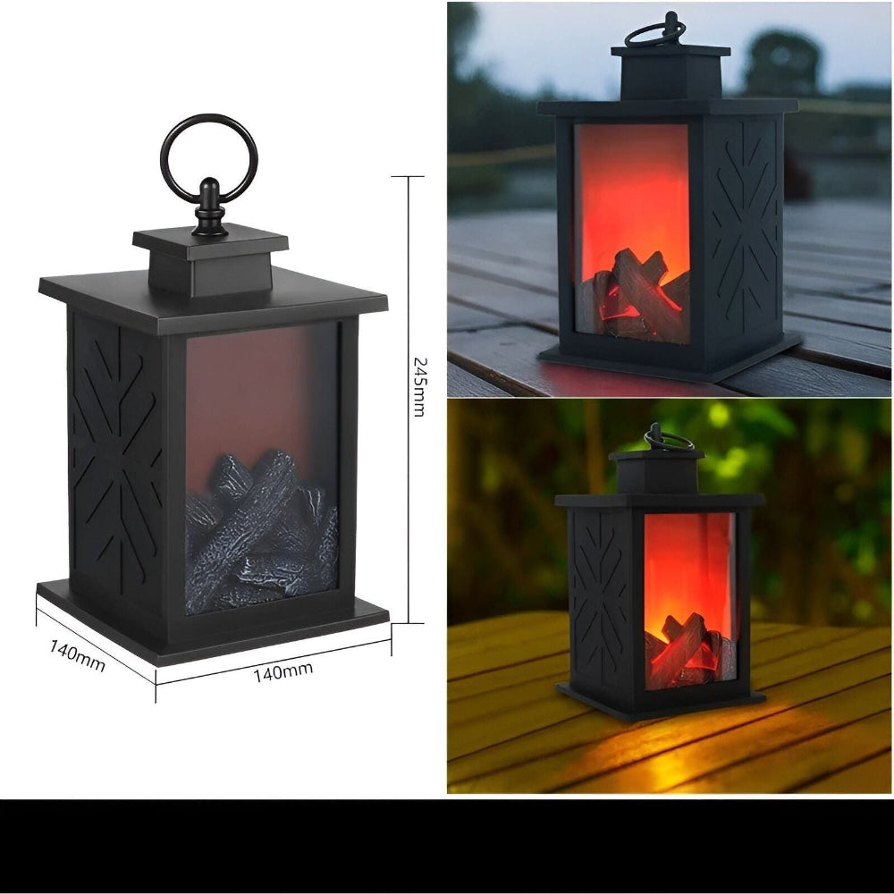 AstraFlame | Lampion Dekoracyjny z Efektem Płomieni | LED | Styl Latarenki Kominkowej