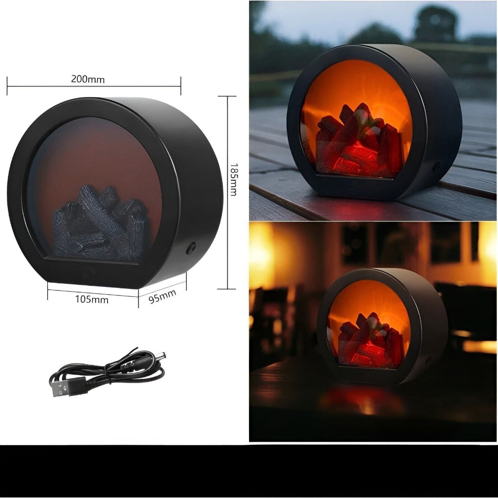 AstraFlame | Lampion Dekoracyjny z Efektem Płomieni | LED | Styl Latarenki Kominkowej