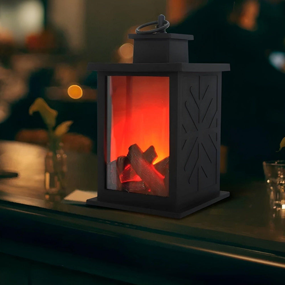 AstraFlame | Lampion Dekoracyjny z Efektem Płomieni | LED | Styl Latarenki Kominkowej