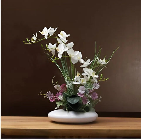 Kompozycja Kwiatowa Ikari | Dekoracja w Stylu Ikebana | Ceramiczna Baza Owalna