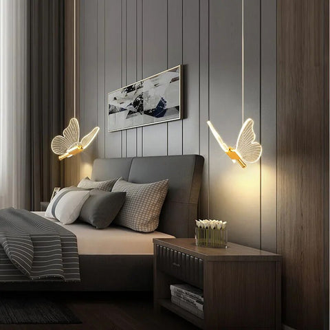 Lampa wisząca Luno | Dekoracyjne oświetlenie sufitowe | Motyl z akrylu i metalu