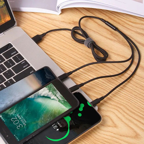 Przewód 3w1 USB | Wielofunkcyjny Kabel Ładowania | Typ-C, Lightning, Micro USB