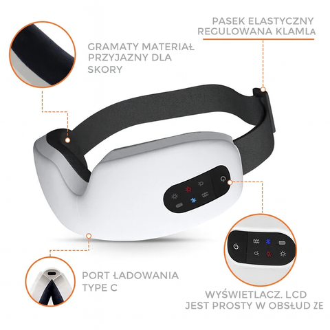 Opaska Smart Evida | Akcesorium Relaksacyjne do Oczu | Bluetooth i Regulowana Kompresja