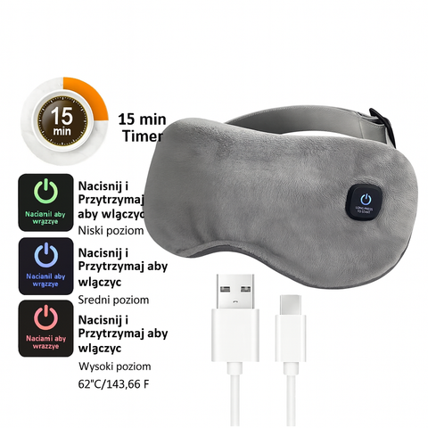 Opaska Termiczna Selora | Maska na Oczy z Podgrzewaniem | USB i Regulacja Temperatury