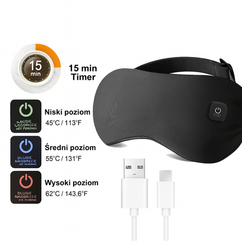 Opaska Termiczna Selora | Maska na Oczy z Podgrzewaniem | USB i Regulacja Temperatury