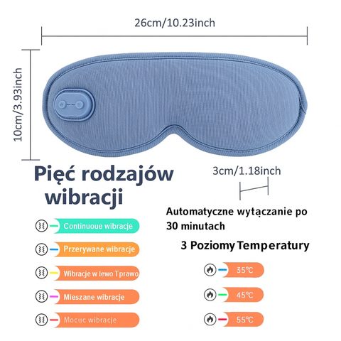 Opaska Termiczna Selora | Maska na Oczy z Podgrzewaniem | USB i Regulacja Temperatury