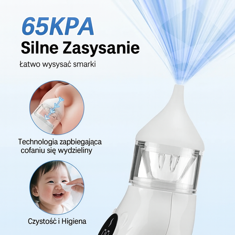 Aspirator Nosowy Bebino | Elektryczne Urządzenie do Higieny | Cyfrowy Wyświetlacz i Końcówki Silikonowe