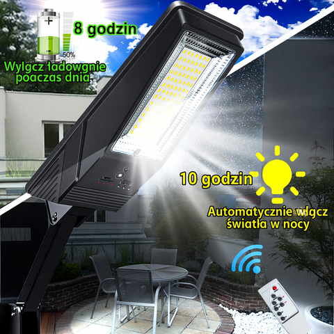 Lampa Solarna HelioMax | 138 LED | 9000 Lumenów z Czujnikiem Ruchu i Pilotem | IP65