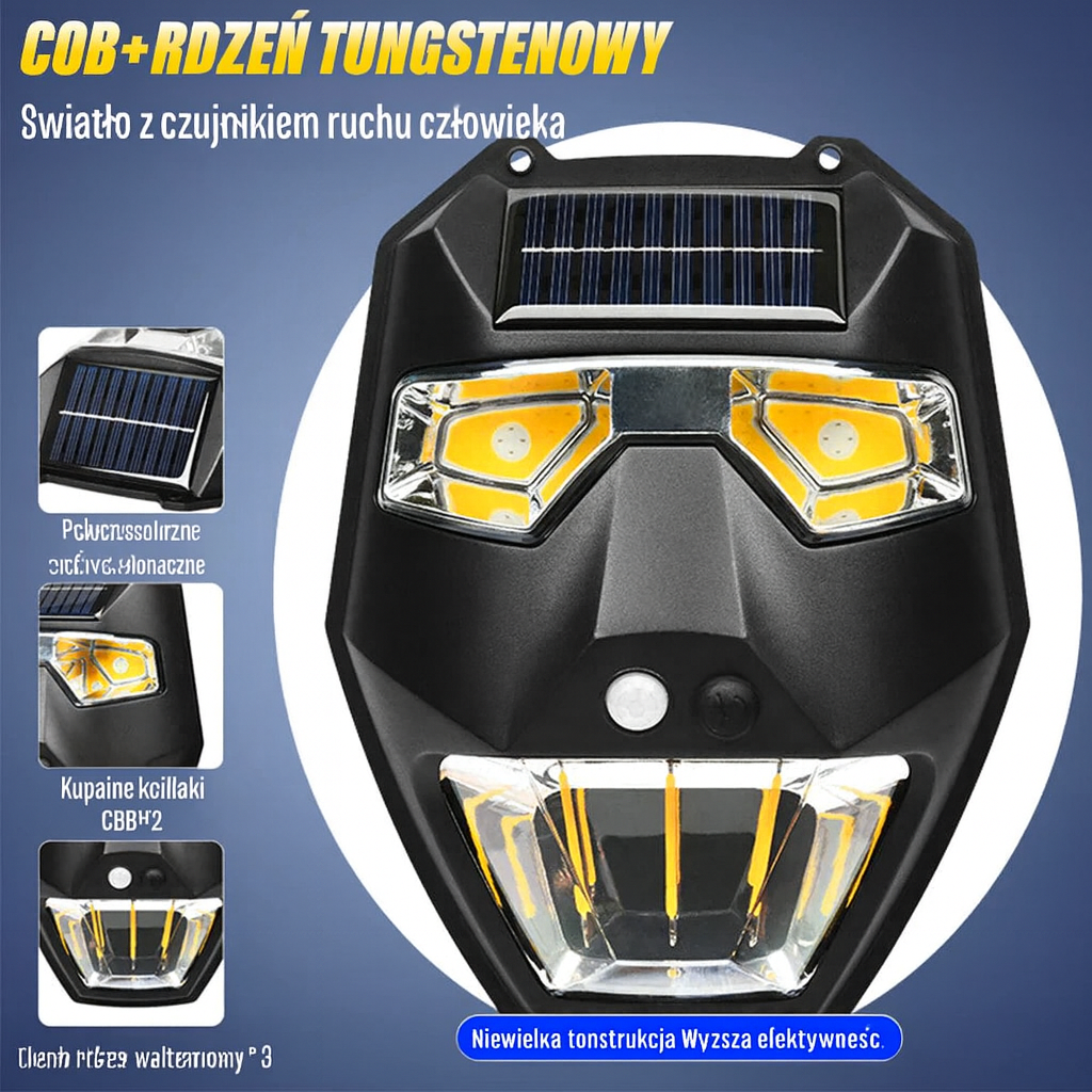 Lampa Solarna LumoLite | Oświetlenie Ścienne LED | Czujnik Ruchu i 5 Trybów Świecenia