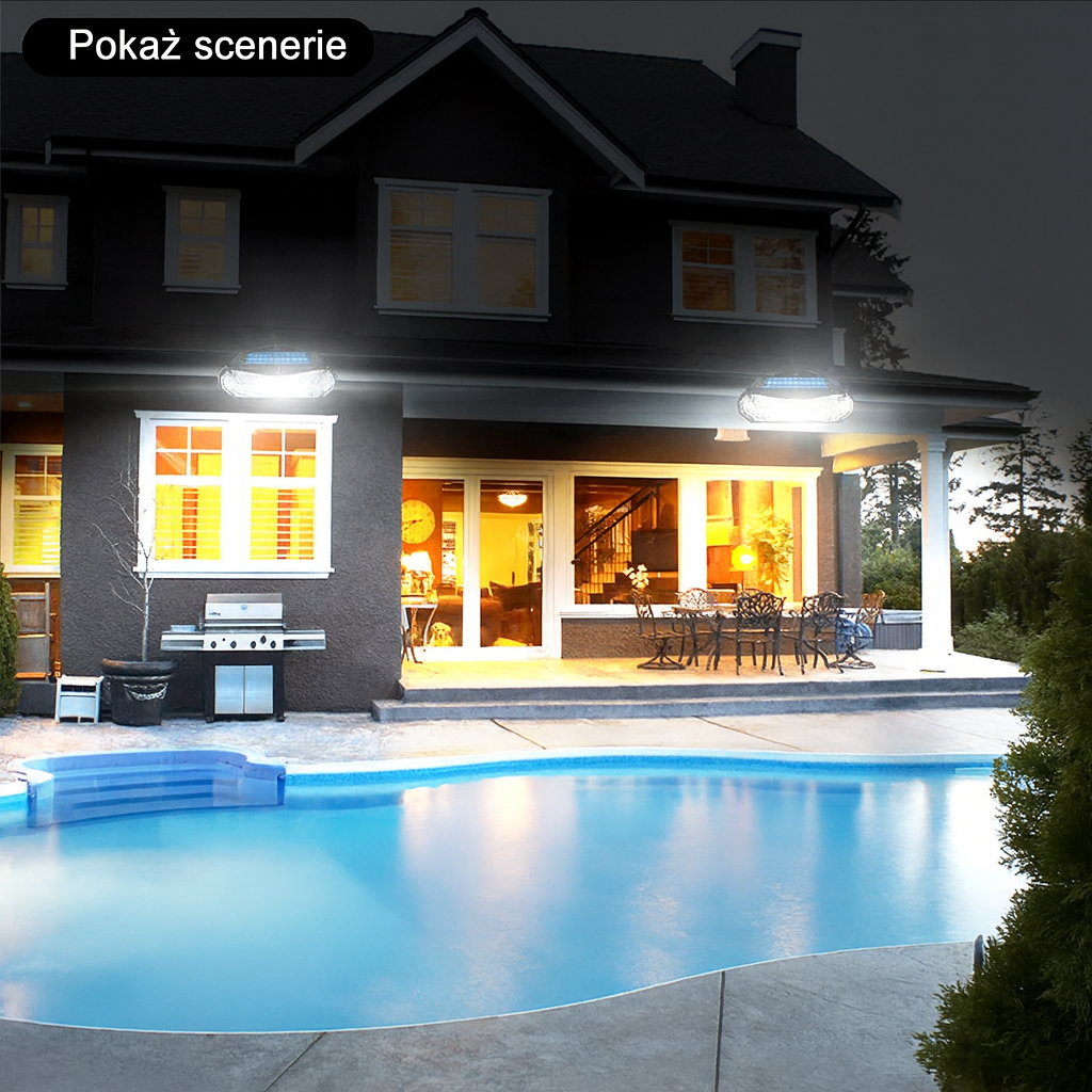Zestaw Lampa Ścienna Solarna LuminoGuard | Oświetlenie LED 158 | Czujnik Ruchu IP65