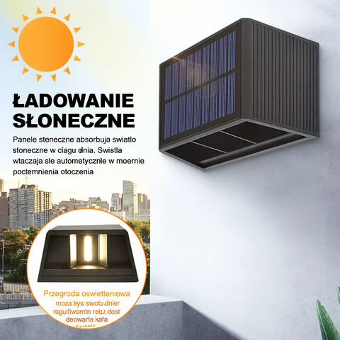 Lampa Elewacyjna SunGlow | Kinkiet Zewnętrzny LED | Zasilanie Solarne