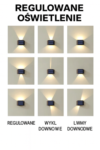 Lampa Elewacyjna SunGlow | Kinkiet Zewnętrzny LED | Zasilanie Solarne
