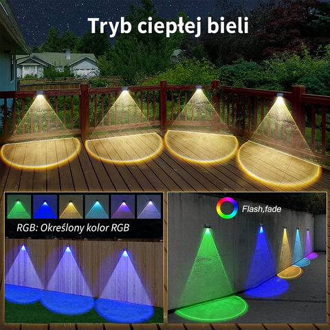 Lampa Solarna SOLARA | Oświetlenie Ścienne LED | 8 Kolorów i 3 Tryby