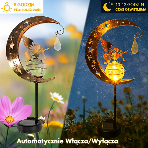 Lunafera Ogrodowa | Dekoracyjna Lampa Solarna | Metal i Szkło Krakelowane