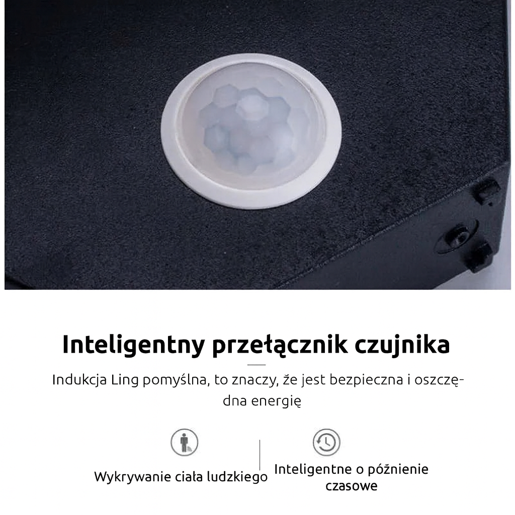 Lampa Elvo | Lampa elewacyjna z czujnikiem ruchu | Metal i akryl