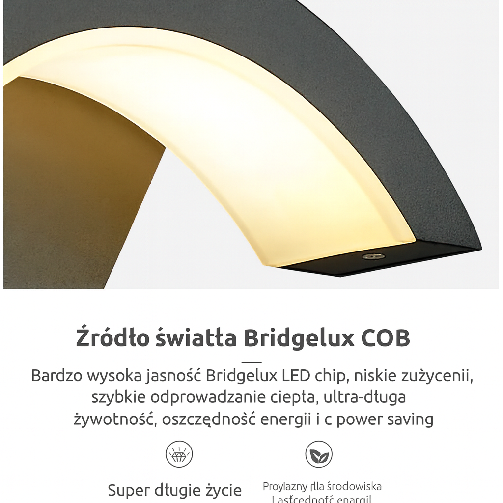 Lampa Elvo | Lampa elewacyjna z czujnikiem ruchu | Metal i akryl
