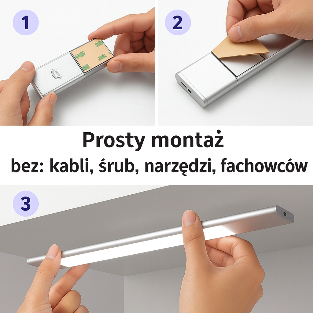 Lampka Kleverlicht | Bezprzewodowe Oświetlenie z Czujnikiem Ruchu | Montaż Magnetyczny