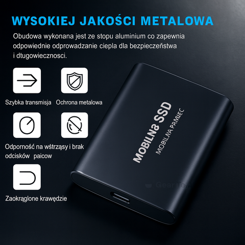 Dysk Przenośny LunoX | Szybka Pamięć Zewnętrzna | Obudowa Aluminiowa