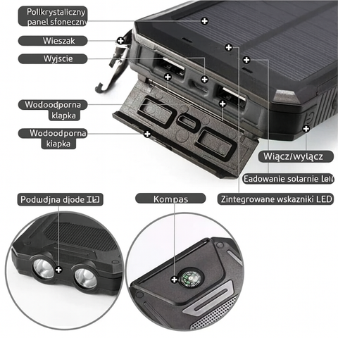 Solaris Trek | Powerbank solarny do telefonu | Wodoodporny i przenośny