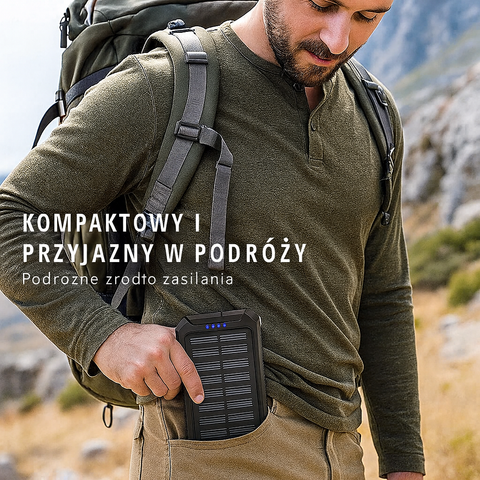 Solaris Trek | Powerbank solarny do telefonu | Wodoodporny i przenośny