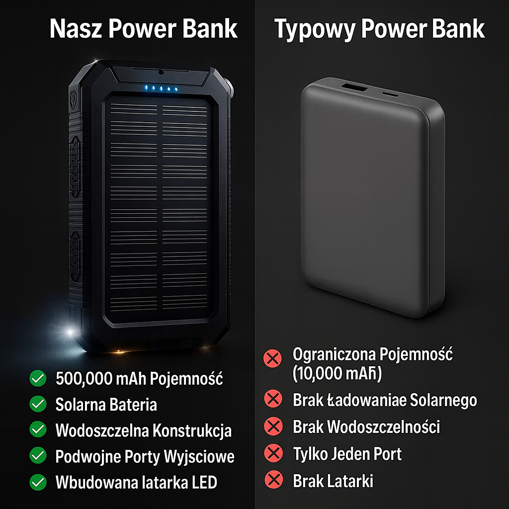 Solaris Trek | Powerbank solarny do telefonu | Wodoodporny i przenośny
