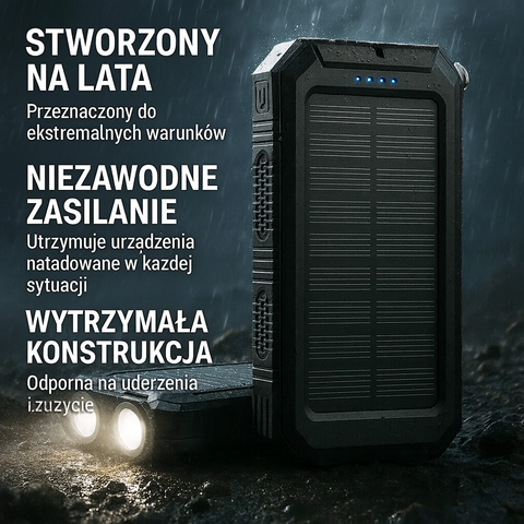 Solaris Trek | Powerbank solarny do telefonu | Wodoodporny i przenośny