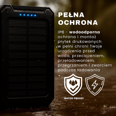 Solaris Trek | Powerbank solarny do telefonu | Wodoodporny i przenośny