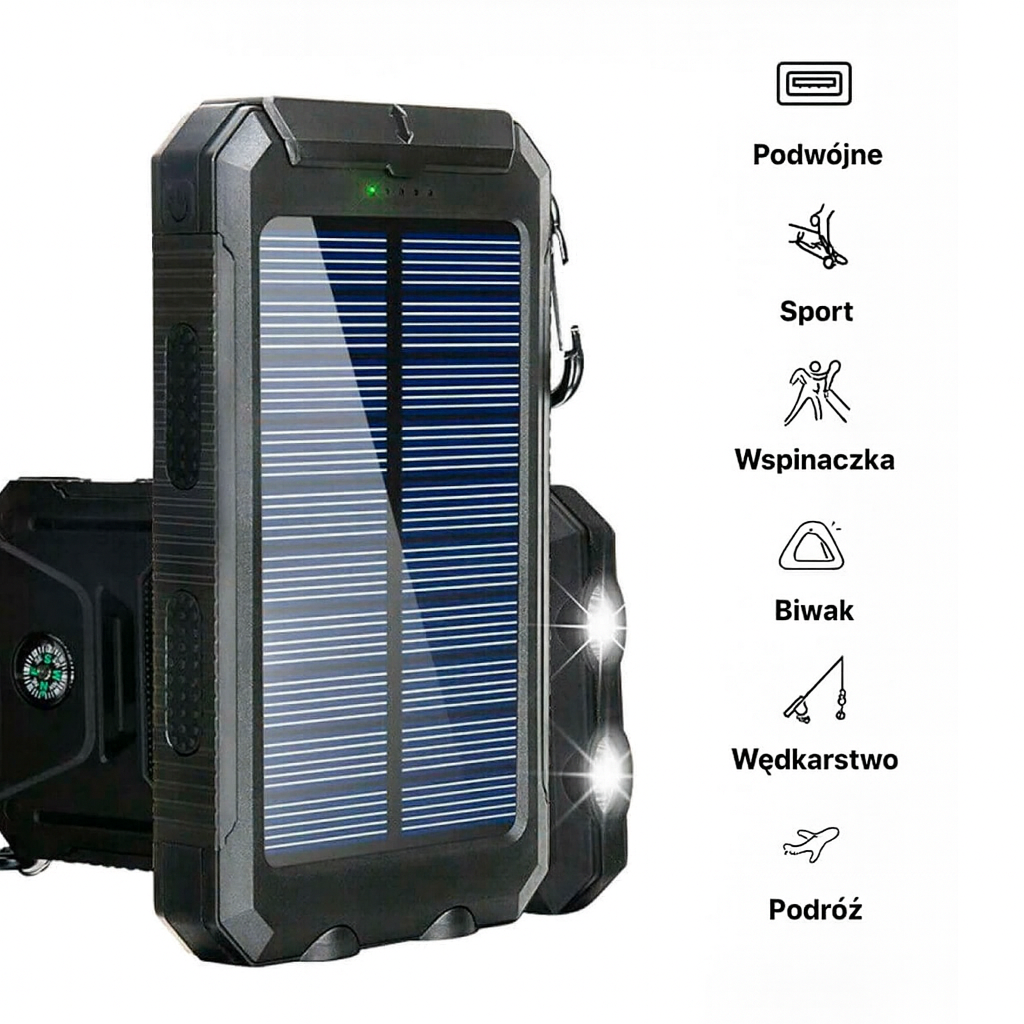 Solaris Trek | Powerbank solarny do telefonu | Wodoodporny i przenośny