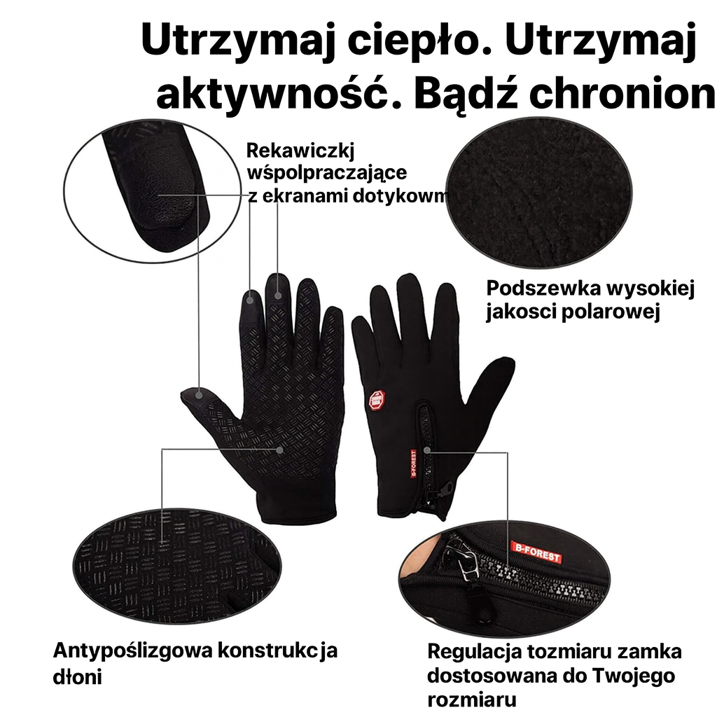 Rękawice Zimowe ThermiX | Rękawice Ocieplane USB | Wodoodporna Powłoka