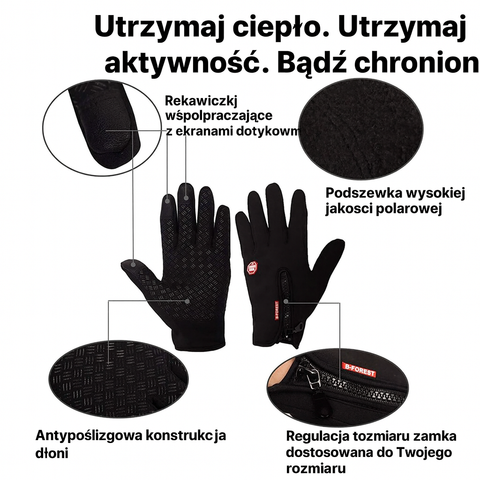 Rękawice Zimowe ThermiX | Rękawice Ocieplane USB | Wodoodporna Powłoka